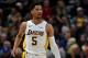 SALT LAKE CITY, UT - APRIL 03: Josh Hart #5 of the Los Angeles Lakers brings the ball up court against the Utah Jazz in a game at Vivint Smart Home Arena on April 3, 2018 in Salt Lake City, Utah. NOTE TO USER: User expressly acknowledges and agrees that, by downloading and or using this photograph, User is consenting to the terms and conditions of the Getty Images License Agreement. (Photo by Gene Sweeney Jr./Getty Images) *** Local Caption *** Josh Hart