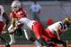 Ohio State running back Mike Weber, left, runs the ball against Maryland linebacker Jermaine Carter during the first half of an NCAA college football game Saturday, Oct. 7, 2017, in Columbus, Ohio. (AP Photo/Jay LaPrete)