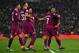 Manchester City's English midfielder Raheem Sterling (2nd R) celebrates with Manchester City's Brazilian striker Gabriel Jesus (R) and teammates after scoring their third goal during the English Premier League football match between Tottenham Hotspur and Manchester City at Wembley Stadium in London, on April 14, 2018. / AFP PHOTO / Ben STANSALL / RESTRICTED TO EDITORIAL USE. No use with unauthorized audio, video, data, fixture lists, club/league logos or 'live' services. Online in-match use limited to 75 images, no video emulation. No use in betting, games or single club/league/player publications. / (Photo credit should read BEN STANSALL/AFP/Getty Images)