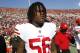 LOS ANGELES, CA - DECEMBER 31: Reuben Foster #56 of the San Francisco 49ers stands on the sideline prior to the game against the Los Angeles Rams at Los Angeles Memorial Coliseum on December 31, 2017 in Los Angeles, California. The 49ers defeated the Rams 34-13. (Photo by Michael Zagaris/San Francisco 49ers/Getty Images)