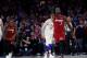 Miami Heat's Dwyane Wade reacts to his basket in the last minute of the second half in Game 2 of a first-round NBA basketball playoff series against the Philadelphia 76ers, Monday, April 16, 2018, in Philadelphia. The Heat won 113-103. (AP Photo/Chris Szagola)