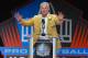 Former NFL player Brett Favre delivers his speech during an induction ceremony at the Pro Football Hall of Fame Saturday, Aug.6, 2016, in Canton, Ohio. (AP Photo/David Richard)