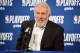 OAKLAND, CA - APRIL 16: Gregg Popovich of the San Antonio Spurs talks to the media before the game against the Golden State Warriors in Game Two of Round One of the 2018 NBA Playoffs on April 16, 2018 at ORACLE Arena in Oakland, California. NOTE TO USER: User expressly acknowledges and agrees that, by downloading and or using this photograph, user is consenting to the terms and conditions of Getty Images License Agreement. Mandatory Copyright Notice: Copyright 2018 NBAE (Photo by Andrew D. Bernstein/NBAE via Getty Images)