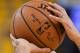 OAKLAND, CA - APRIL 14: A detailed view of a Spalding NBA basketball shot by Tony Parker #9 of the San Antonio Spurs while he warms up prior to playing the Golden State Warriors in Game One of the first round of the 2018 NBA Playoff at ORACLE Arena on April 14, 2018 in Oakland, California. NOTE TO USER: User expressly acknowledges and agrees that, by downloading and or using this photograph, User is consenting to the terms and conditions of the Getty Images License Agreement. (Photo by Thearon W. Henderson/Getty Images)