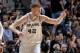 SAN ANTONIO, TX - MARCH 29: Davis Bertans #42 of the San Antonio Spurs reacts during the game against the Oklahoma City Thunder on March 29, 2018 at the AT&T Center in San Antonio, Texas. NOTE TO USER: User expressly acknowledges and agrees that, by downloading and or using this photograph, user is consenting to the terms and conditions of the Getty Images License Agreement. Mandatory Copyright Notice: Copyright 2018 NBAE (Photos by Mark Sobhani/NBAE via Getty Images)