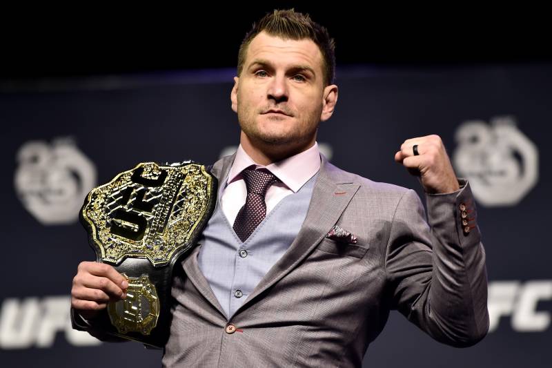 BROOKLYN, NEW YORK - APRIL 06: Stipe Miocic poses for photos during the UFC press conference inside Barclays Center on April 6, 2018 in Brooklyn, New York. (Photo by Jeff Bottari/Zuffa LLC/Zuffa LLC via Getty Images)