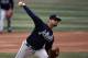 Atlanta Braves starting pitcher Anibal Sanchez (19) delivers during the first inning of a baseball game against the Chicago Cubs on Friday, April 13, 2018, in Chicago. (AP Photo/Matt Marton)