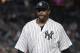 New York Yankees pitcher CC Sabathia walks off the field at the end of the top of the fourth inning of a baseball game against the Baltimore Orioles, Friday, April 6, 2018, in New York. (AP Photo/Julie Jacobson)