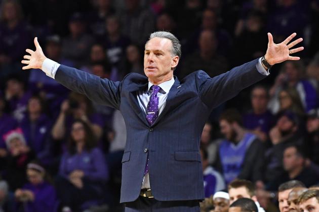 MANHATTAN, KS - JANUARY 20: Head coach Jamie Dixon of the TCU Horned Frogs calls out a play during the second half against the Kansas State Wildcats on January 20, 2018 at Bramlage Coliseum in Manhattan, Kansas. (Photo by Peter G. Aiken/Getty Images)