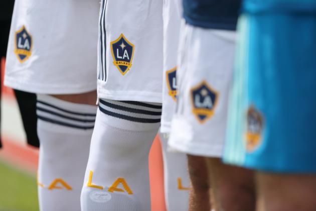 CARSON, CA - MARCH 31: LA Galaxy logo on the shorts of Zlatan Ibrahimovic of Los Angeles Galaxy during the MLS match between Los Angeles FC and Los Angeles Galaxy  at StubHub Center on March 31, 2018 in Carson, California. (Photo by Matthew Ashton - AMA/Getty Images)