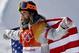 Chloe Kim, of the United States, celebrates winning gold after the women's halfpipe finals at Phoenix Snow Park at the 2018 Winter Olympics in Pyeongchang, South Korea, Tuesday, Feb. 13, 2018. (AP Photo/Gregory Bull)