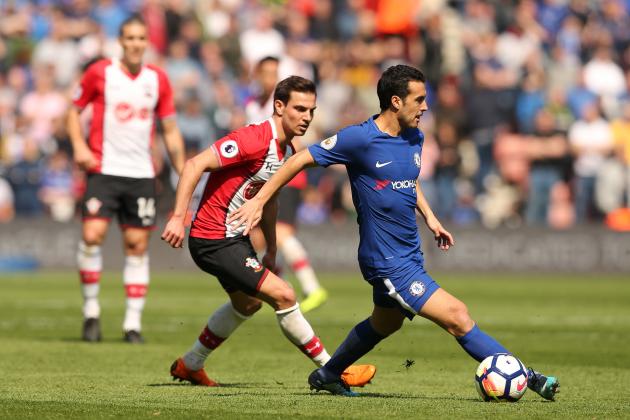 SOUTHAMPTON, ENGLAND - APRIL 14: Pedro of Chelsea during the Premier League match between Southampton and Chelsea at St Mary's Stadium on April 14, 2018 in Southampton, England. (Photo by James Williamson - AMA/Getty Images)