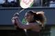 Serena Williams returns to Naomi Osaka of Japan, during the Miami Open tennis tournament, Wednesday, March 21, 2018, in Key Biscayne, Fla. Osaka won 6-3, 6-2. (AP Photo/Lynne Sladky)