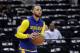 Golden State Warriors guard Stephen Curry (30) warms up before Game 3 of a first-round NBA basketball playoff series against the San Antonio Spurs on Thursday, April 19, 2018, in San Antonio. (AP Photo/Eric Gay)