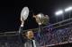MADRID, SPAIN - MAY 27: Coach Luis Enrique Martinez Garcia of FC Barcelona poses for photos with the trophy after winning the Copa Del Rey Final between FC Barcelona and Deportivo Alaves at Vicente Calderon Stadium on May 27, 2017 in Madrid, Spain. (Photo by Power Sport Images/Getty Images)