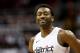 WASHINGTON, DC - APRIL 20: John Wall #2 of the Washington Wizards looks on against the Toronto Raptors in the first half during Game Three of Round One of the 2018 NBA Playoffs at Capital One Arena on April 20, 2018 in Washington, DC. NOTE TO USER: User expressly acknowledges and agrees that, by downloading and or using this photograph, User is consenting to the terms and conditions of the Getty Images License Agreement. (Photo by Rob Carr/Getty Images)