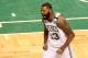 BOSTON, MA - APRIL 15: Marcus Morris #13 of the Boston Celtics reacts during the fourth quarter of Game One of Round One of the 2018 NBA Playoffs against the Milwaukee Bucks during at TD Garden on April 15, 2018 in Boston, Massachusetts. (Photo by Maddie Meyer/Getty Images)