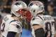 New England Patriots quarterback Tom Brady (12) and tight end Rob Gronkowski (87) celebrate a touchdown play, during the second half of the NFL Super Bowl 52 football game against the Philadelphia Eagles, Sunday, Feb. 4, 2018, in Minneapolis. (AP Photo/Charlie Neibergall)