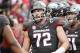 Arkansas lineman Frank Ragnow (72) warms up as he prepares to play Auburn during an NCAA college football game in Fayetteville, Ark., Saturday, Oct. 21, 2017. (AP Photo/Michael Woods)