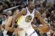 SAN ANTONIO,TX - APRIL 22 : Kyle Anderson #1 of the San Antonio Spurs fouls Kevin Durant #35 of the Golden State Warriors in the second half of Game Four of Round One of the 2018 NBA Playoffs at AT&T Center on April 22 , 2018 in San Antonio, Texas. NOTE TO USER: User expressly acknowledges and agrees that , by downloading and or using this photograph, User is consenting to the terms and conditions of the Getty Images License Agreement. (Photo by Ronald Cortes/Getty Images)