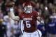 Oklahoma quarterback Baker Mayfield (6) throws during an NCAA college football game in Norman, Okla., Saturday, Nov. 11, 2017. Oklahoma won 38-20. (AP Photo/Sue Ogrocki)