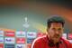Atletico Madrid's Argentinian coach Diego Simeone speaks during a press conference at the Emirates Stadium in London on April 25, 2018 on the eve of their UEFA Europa League first leg semi-final football match against Arsenal. (Photo by Ben STANSALL / AFP) (Photo credit should read BEN STANSALL/AFP/Getty Images)