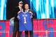 ARLINGTON, TX - APRIL 26: Josh Allen of Wyoming poses with NFL Commissioner Roger Goodell after being picked #7 overall by the Buffalo Bills during the first round of the 2018 NFL Draft at AT&T Stadium on April 26, 2018 in Arlington, Texas. (Photo by Tom Pennington/Getty Images)