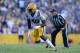 BATON ROUGE, LA - SEPTEMBER 23: Arden Key #49 of the LSU Tigers rushes during a game against the Syracuse Orange at Tiger Stadium on September 23, 2017 in Baton Rouge, Louisiana. (Photo by Jonathan Bachman/Getty Images)