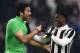 TOPSHOT - Juventus' midfielder Kwadwo Asamoah from Ghana (R) chats with Juventus' goalkeeper Gianluigi Buffon during the Italian Tim Cup football match between Juventus and Atalanta at the 'Allianz Stadium' in Turin on February 28, 2018. / AFP PHOTO / MARCO BERTORELLO (Photo credit should read MARCO BERTORELLO/AFP/Getty Images)