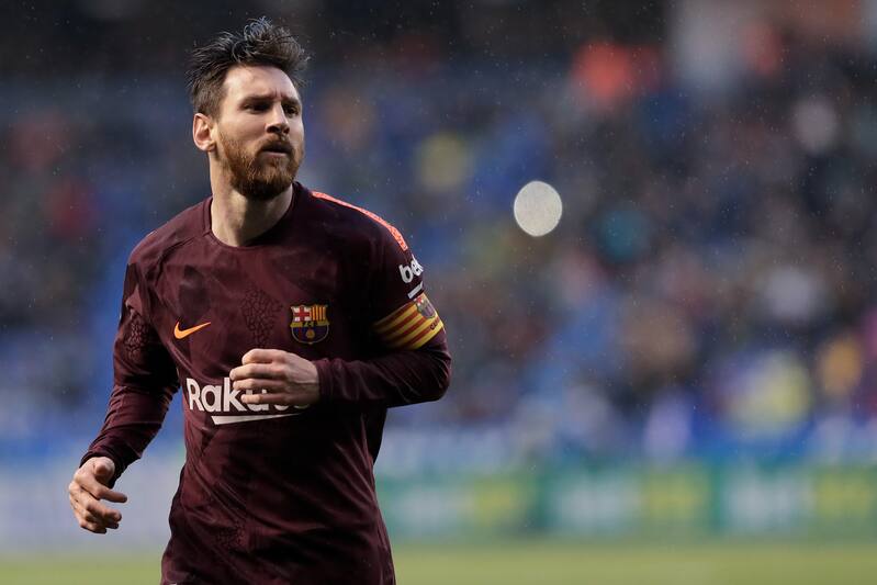 GALICIA, SPAIN - APRIL 29: Lionel Messi of FC Barcelona during the La Liga Santander match between Deportivo la Coruna v FC Barcelona at the Estadio Municipal de Riazor on April 29, 2018 in Galicia Spain (Photo by David S. Bustamante/Soccrates/Getty Images)
