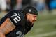 OAKLAND, CA - DECEMBER 03: Donald Penn #72 of the Oakland Raiders warms up before the game against the New York Giants at Oakland-Alameda County Coliseum on December 3, 2017 in Oakland, California. (Photo by Lachlan Cunningham/Getty Images)
