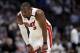 Miami Heat's Dwyane Wade (3) stands on the court during the second half of Game 3 of a first-round NBA basketball playoff series against the Philadelphia 76ers, Thursday, April 19, 2018, in Miami. The 76ers won 128-108. (AP Photo/Lynne Sladky)