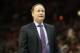 Atlanta Hawks head coach Mike Budenholzer reacts against the Portland Trail Blazers in the first half of an NBA basketball game, Saturday, Dec. 30, 2017, in Atlanta. (AP Photo/Brett Davis)