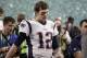 New England Patriots quarterback Tom Brady (12) walks off the field after the NFL Super Bowl 52 football game against the Philadelphia Eagles, Sunday, Feb. 4, 2018, in Minneapolis. The Eagles won 41-33. (AP Photo/Chris O'Meara)