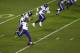 Minnesota Vikings' Kai Forbath (2) boots the opening kickoff to the Chicago Bears to start an NFL football game, Monday, Oct. 9, 2017, in Chicago. (AP Photo/Kiichiro Sato)