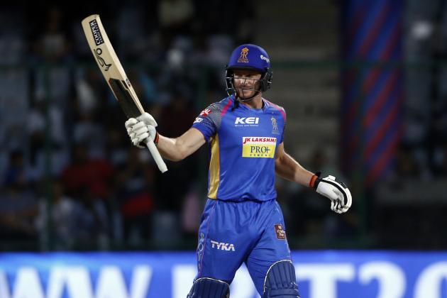 Rajasthan Royals' Jos Buttler raises his bat after scoring a quick fifty during VIVO IPL cricket T20 match against Delhi Daredevils' in New Delhi, India, Wednesday, May 2, 2018. (AP Photo/Altaf Qadri)