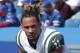 BUFFALO, NY - SEPTEMBER 10: Robby Anderson #11 of the New York Jets rides the stationary bike on the sideline during NFL game action against the Buffalo Bills at New Era Field on September 10, 2017 in Buffalo, New York. (Photo by Tom Szczerbowski/Getty Images)