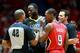 NEW ORLEANS, LA - MAY 04: Referee Eric Lewis #42 issues Rajon Rondo #9 of the New Orleans Pelicans a technical foul after an altercation with Draymond Green #23 of the Golden State Warriors during the second half of Game Three of the Western Conference Semifinals of the 2018 NBA Playoffs at the Smoothie King Center on May 4, 2018 in New Orleans, Louisiana. NOTE TO USER: User expressly acknowledges and agrees that, by downloading and or using this photograph, User is consenting to the terms and conditions of the Getty Images License Agreement. (Photo by Sean Gardner/Getty Images)