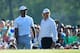 AUGUSTA, GA - APRIL 03: Tiger Woods and Phil Mickelson of the United States look on from the 12th tee during a practice round prior to the start of the 2018 Masters Tournament at Augusta National Golf Club on April 3, 2018 in Augusta, Georgia. (Photo by Andrew Redington/Getty Images)