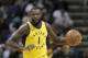 Lance Stephenson (1) of the Indiana Pacers faces the Charlotte Hornets in the second part of an NBA basketball game in Charlotte, N.C., Sunday, April 8, 2018. (AP Photo / Chuck Burton)