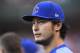 Chicago Cubs starting pitcher Yu Darvish looks on from the dugout in the first inning of a baseball game against the St. Louis Cardinals, Friday, May 4, 2018, in St. Louis. (AP Photo/Michael Thomas)