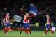Atletico players celebrate at the end of the Europa League semifinal, second leg soccer match between Atletico Madrid and Arsenal at the Metropolitano stadium in Madrid, Spain, Thursday, May 3, 2018. (AP Photo/Francisco Seco)