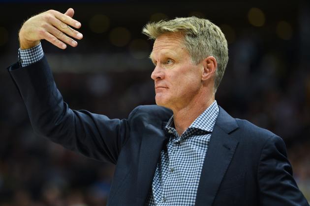 Golden State Warriors head coach Steve Kerr looks on in the first half of an NBA basketball game against the Utah Jazz Tuesday, April 10, 2018, in Salt Lake City. (AP Photo/Alex Goodlett)