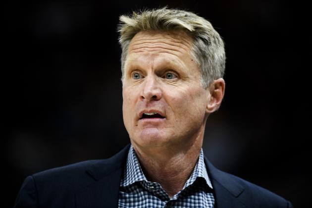 Golden State Warriors head coach Steve Kerr looks on in the first half of an NBA basketball game against the Utah Jazz Tuesday, April 10, 2018, in Salt Lake City. (AP Photo/Alex Goodlett)
