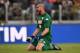 Napoli's Spanish goalkeeper Pepe Reina celebrates during the Italian Serie A football match between Juventus and Napoli on April 22, 2018 at the Allianz Stadium in Turin. (Photo by MARCO BERTORELLO / AFP) (Photo credit should read MARCO BERTORELLO/AFP/Getty Images)