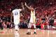 HOUSTON, TX - MAY 14: Draymond Green #23 and Kevin Durant #35 of the Golden State Warriors exchange a high five during Game One of the Western Conference Finals of the 2018 NBA Playoffs on May 14, 2018 at the Toyota Center in Houston, Texas. NOTE TO USER: User expressly acknowledges and agrees that, by downloading and or using this photograph, User is consenting to the terms and conditions of the Getty Images License Agreement. Mandatory Copyright Notice: Copyright 2018 NBAE (Photo by Andrew D. Bernstein/NBAE via Getty Images)