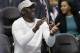 Charlotte Hornets owner Michael Jordan applauds his team against the Orlando Magic in the second half of an NBA basketball game in Charlotte, N.C., Friday, March 10, 2017. The Hornets won 121-81. (AP Photo/Chuck Burton)