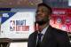 Arizona's DeAndre Ayton poses for a portrait before the NBA basketball draft lottery Tuesday, May 15, 2018, in Chicago. (AP Photo/Charles Rex Arbogast)