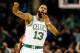 BOSTON, MA - MAY 13: Marcus Morris #13 of the Boston Celtics celebrates the play against the Cleveland Cavaliers during the first quarter in Game One of the Eastern Conference Finals of the 2018 NBA Playoffs at TD Garden on May 13, 2018 in Boston, Massachusetts. (Photo by Maddie Meyer/Getty Images)