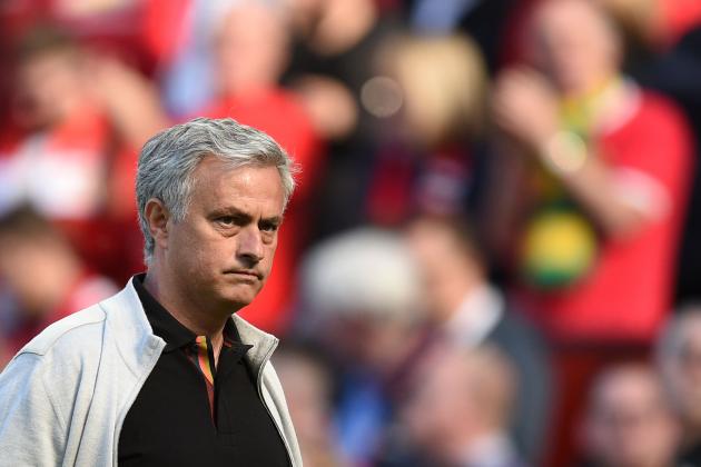 Manchester United's Portuguese manager Jose Mourinho leaves the pitch after the final whistle in the English Premier League football match between Manchester United and Watford at Old Trafford in Manchester, north west England, on May 13, 2018. (Photo by Oli SCARFF / AFP) / RESTRICTED TO EDITORIAL USE. No use with unauthorized audio, video, data, fixture lists, club/league logos or 'live' services. Online in-match use limited to 75 images, no video emulation. No use in betting, games or single club/league/player publications. /         (Photo credit should read OLI SCARFF/AFP/Getty Images)